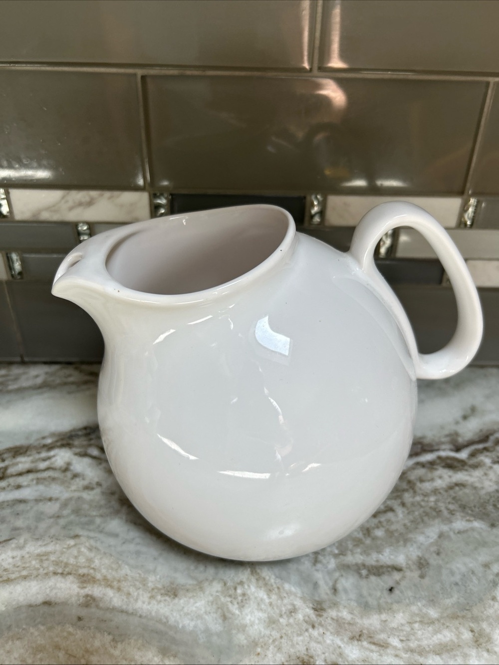 1960s White Ball Pitcher, WAECHTERSBACH Spain, 1 Qt. Ceramic Pitcher, vintage